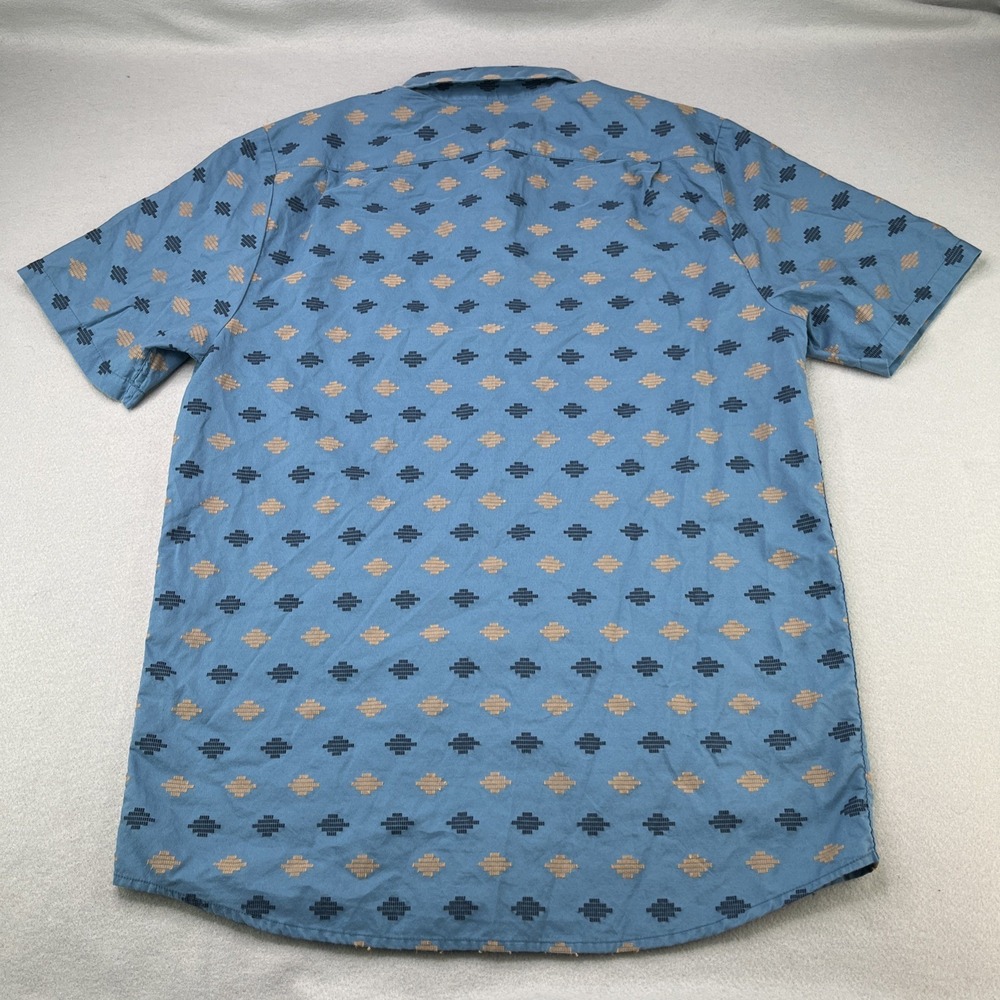 Volcom Men's Sz Large Woven Classic Fit Blue Casual Short Sleeve Button Up - Picture 7 of 10